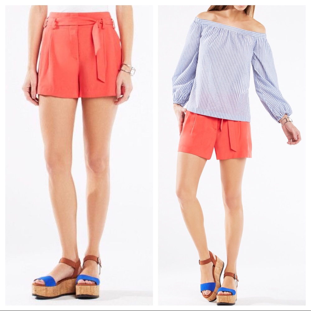 BCBGMaxAzria Orange Aldan Belted Short